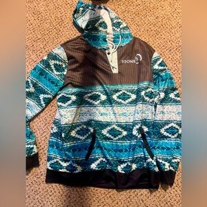 Aztec western hooded pullover